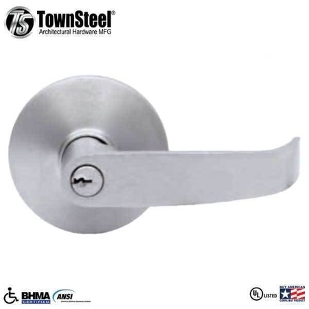TOWNSTEEL F09 Storeroom, Night Latch, Key Retracts Latch Bolt, for Mortise Exit Device, SC Kwy, Satin Chrome F TNS-ED8900LQ-09-M-SC-626